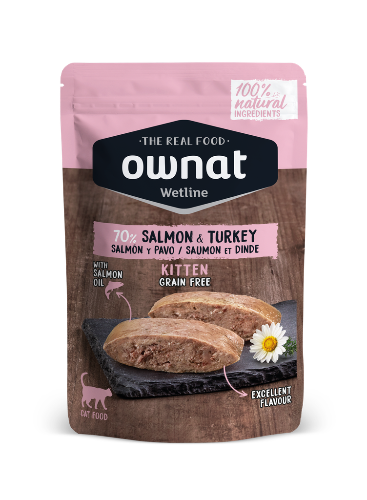 OWNAT KITTEN SALMON &amp; TURKEY CAT 85GR (CAJA 12UD)